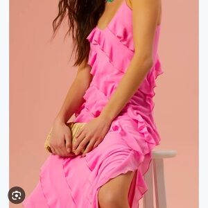 Clover ruffle maxi dress PINK